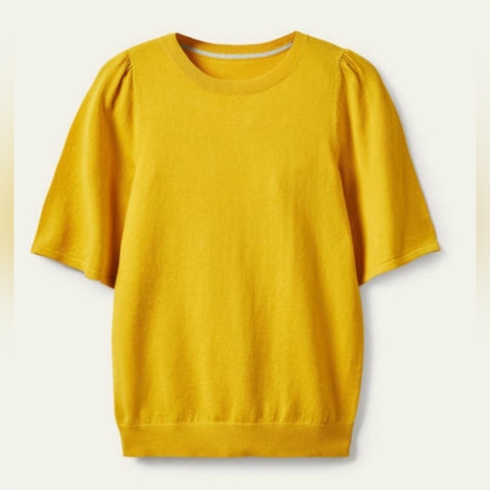 COPY - BODEN Puff Sleeves knit yellow top short sleeves size 4 blouse